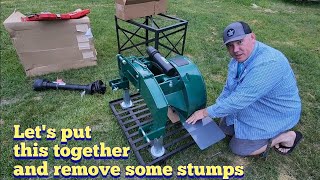 Putting the Woodland WG24 stump grinder together and using it on the farm [upl. by Trab]