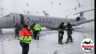 ✪ Embraer ERJ145 sai da pista em Chicago OHare [upl. by Nagaet]