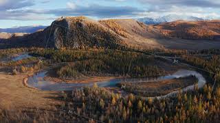 Breathtaking aerial view of Mountain Altai in late autumn scenery [upl. by Broome]