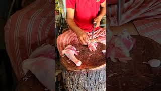 Smashing goat leg meat 🍖 cutting by left handed butcher shorts goatmeat [upl. by Caria]