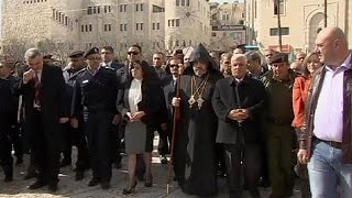 Armenians celebrate Christmas in West Bank town of Bethlehem [upl. by Ezarras154]