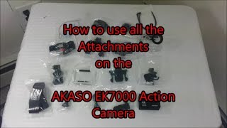 How to Use Every attachment for the AKASO EK7000 Action Camera  Accessories Bundle [upl. by Ellehsim]