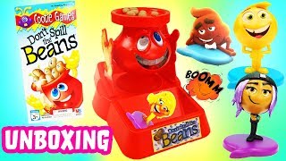 Dont Spill The Beans Game Unboxing with Emoji Movie Jailbreak Gene amp Smiler [upl. by Bristow]