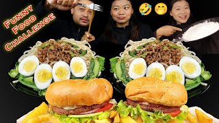 Food Challenge With Punishment🤣 Eating Chicken Keema Noodles amp Burger Funny Challenge Video😂😅 [upl. by Avle]