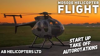 MD500E Helicopter Start Up  take off and autorotations [upl. by Zoi130]