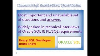 Professional Oracle SQL amp PLSQL Interview Questions [upl. by Iadrahc454]