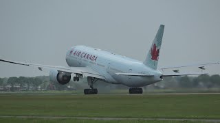 AIR CANADA Boeing 777200LR Take Off At Schiphol Airport [upl. by Gennie]