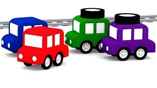 4 coches coloreados Las reparaciones del camino Dibujos animados para niños en español [upl. by Lahcim]