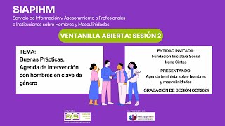 Ventanilla Abierta SIAPHIM Buenas Prácticas Agenda de intervención con hombres en clave de género [upl. by Akinak941]