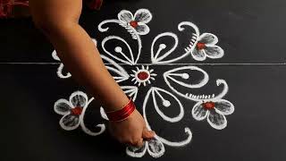 simple rangoli design 32dots small beautiful kolam daily muggulu Anusworld [upl. by Ahseia]