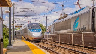 Amtrak Train Action  Mystic CT w Rear Hornshow 73023 [upl. by Rickard]