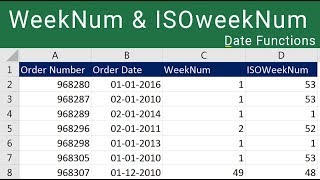 Excel WeekNum and ISOWeekNum Functions [upl. by Dot]