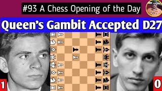 Queens Gambit Accepted D27  Spassky vs Fischer 1992 chess [upl. by Yasmeen957]