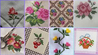 Floral cross stitch Hand embroidery thick cotton  Beautifull Hand cross stitch [upl. by Ehcnalb7]