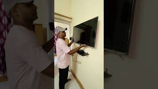 led tv installation on wall  led tv repair shorts ytshorts minivlog youtubeshorts [upl. by Neelyhtak341]