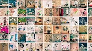 100 WALL PAINTING DESIGN IDEAS  WALL STENCIL DESIGNS  WALL STICKERS DECORATION IDEAS FOR WALL 🧱 [upl. by Viridis183]