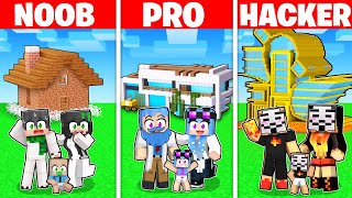 Minecraft NOOB vs PRO vs HACKER SAFEST FAMILY HOUSE BUILD CHALLENGE [upl. by Korrie]