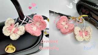 Crochet Butterfly Keychain 🦋 Easy Crochet Keychain Tutorial  Móc Móc Khoá Bướm [upl. by Nnazus]