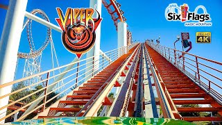 2024 Viper Roller Coaster On Ride Front Seat 4K POV Six Flags Magic Mountain [upl. by Laise]