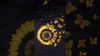 Tshirt pe colour design 😃😃❤️ fabricpainting acrylicpainting butterfly sunflower [upl. by Mosora]