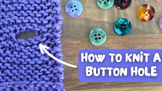 How to Knit a Button Hole  2 Row Horizontal Button Hole Tutorial [upl. by Joseph]