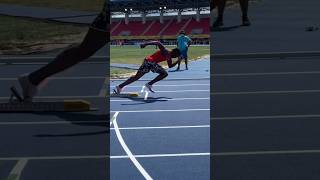 Kenny Bednareks Unique and Quick Block Starts on the Curve before 4x100m at the 2024 World Relays [upl. by Arikat]