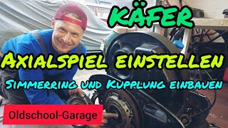 VW Käfer  Typ1 Motor Axialspiel einstellen Simmering Kupplung und Schwungrad einbauen [upl. by Ajad]