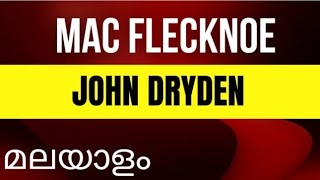 MAC FLECKNOE JOHN DRYDEN MALAYALAM EXPLANATION [upl. by Iralam227]