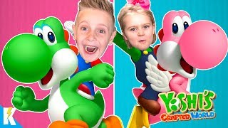 KCity Family Plays Yoshis Crafted World on Nintendo Switch [upl. by Dnomayd]