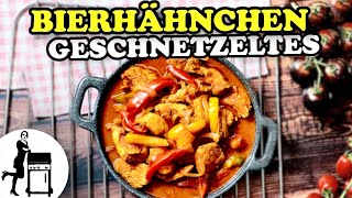 Bierhähnchen Geschnetzeltes aus dem Dutch Oven  Die Frau am Grill [upl. by Nylcaj231]