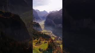 Lauterbrunnen Switzerland🇨🇭🍁🍁🍁 switzerland travel swissalpsadventure drone nature [upl. by Andromede]