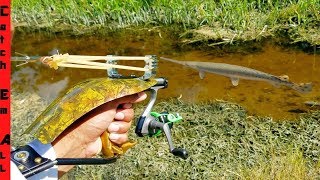 FISHING SLINGSHOT Mini ARROWS diy BOWFISHING KIT [upl. by Ahsaet890]