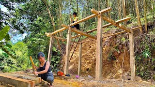 Construction of wooden house frame complete Fibro cement roof OFF GRID FARM [upl. by Ammej]