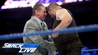 Kevin Owens brutally attacks Mr McMahon SmackDown LIVE Sept 12 2017 [upl. by Eylsel]