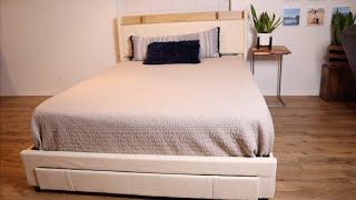 Upholstered Platform Bedframe with 3 Underbed Storage Drawers Review  USB amp Type C Charge Station [upl. by Lily]