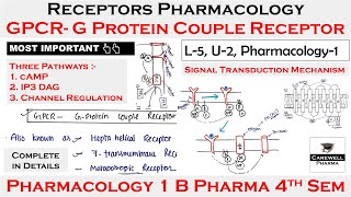 GPCR  G Protein Couple Receptors  cAMP IP3DAG Channel  L5 U2  Pharmacology 4th Semester [upl. by Gord]