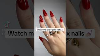 Gel X Nails application ✨💅🏻tutorial nails fallnails gelxnails nailtutorial rednails [upl. by Aicened]