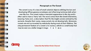 Paragraph on The Comet [upl. by Notffilc]