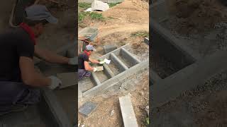 building the steps🪜 construction pavers concrete landscape work [upl. by Naesad]