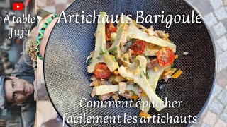 Artichauts aux petits lardons  Vidéo A table Juju [upl. by Anekam]