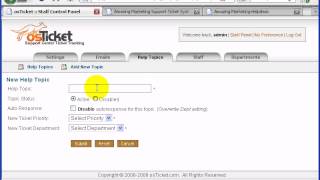 5 How to create Help Topics Staff Departments in osTicket [upl. by Nekal]