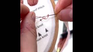 Colonial knot stitch  How to stitch hand embroidery  Hand embroidery designs for beginners [upl. by Drud909]