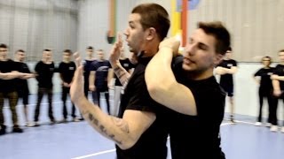 KRAV MAGA TRAINING • Hostage Knife from rear disarming [upl. by Sugirdor]