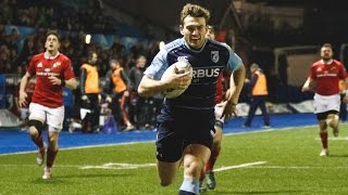 Cardiff Blues Garyn Smith scores superb solo try v Munster [upl. by Applegate]