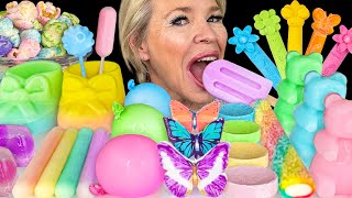 ASMR EASTER DESSERTS PASTEL POPCORN JELLY BUNNYS TEDDY BEARS MUKBANG BUTTERFLY SLIPPERS 먹방 [upl. by Andee364]