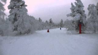 Emma Tobogganing in Lapland Saariselkä in Finland  Longest Taboggan run in Northern Europe [upl. by Salvay]