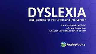 Dyslexia  Best Practices for Instruction and Intervention [upl. by Brinn]