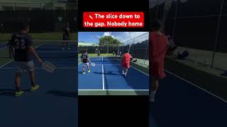 💭 Since he overcommitted I found the gap and hit a flat backspin pickleballstrategy [upl. by Whitelaw]