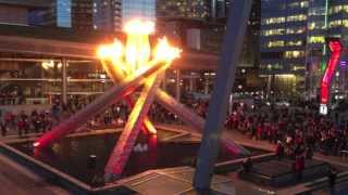 Olympic Cauldron lighting in Vancouver celebrating Canadas Olympic medal wins on 21 Feb 2014 [upl. by Lloyd]