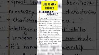 Great Man theory  Leadership Theories bcom  mcom  shorts  punchnotes 11 [upl. by Dennison]